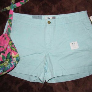 ICE BLUE-STRETCH COTTON SHORTS-SLIMMING-LIGHT